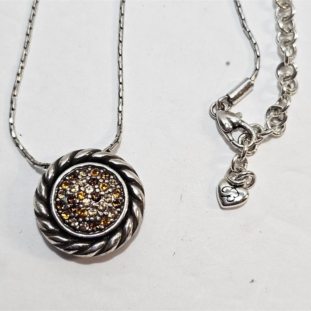 Brighton Multi Color Crystal Jeweled Circle‎ Reversible Pendant Necklace